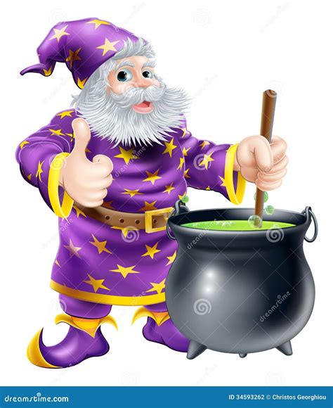 Wizard stirring magical cauldron animatronic